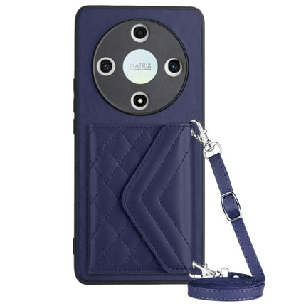 Rhombic Texture Card Bag RFID Phone Case with Long Lanyard, For Honor X9b / Magic6 Lite, For Honor X6a, For Honor 90, For Honor X50i