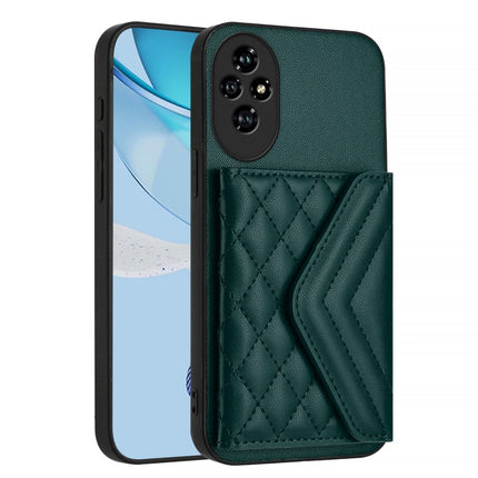 Rhombic Texture Card Bag RFID Phone Case with Long Lanyard, For Honor 200 5G, For Honor 200 Pro 5G, For Honor 200 Lite 5G Global, For Honor X8b 4G Global