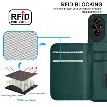 Rhombic Texture Card Bag RFID Phone Case with Long Lanyard, For Honor 200 5G, For Honor 200 Pro 5G, For Honor 200 Lite 5G Global, For Honor X8b 4G Global