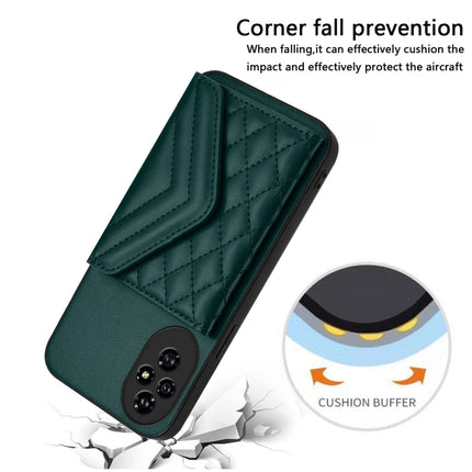 Rhombic Texture Card Bag RFID Phone Case with Long Lanyard, For Honor 200 5G, For Honor 200 Pro 5G, For Honor 200 Lite 5G Global, For Honor X8b 4G Global