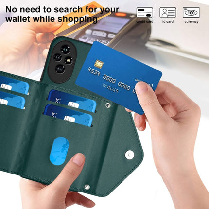 Rhombic Texture Card Bag RFID Phone Case with Long Lanyard, For Honor 200 5G, For Honor 200 Pro 5G, For Honor 200 Lite 5G Global, For Honor X8b 4G Global