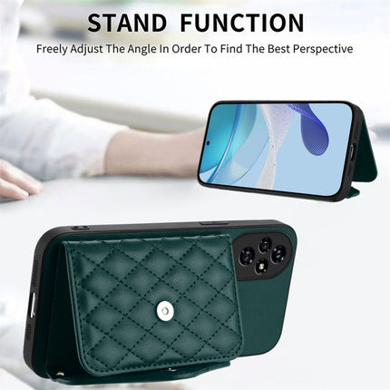 Rhombic Texture Card Bag RFID Phone Case with Long Lanyard, For Honor 200 5G, For Honor 200 Pro 5G, For Honor 200 Lite 5G Global, For Honor X8b 4G Global