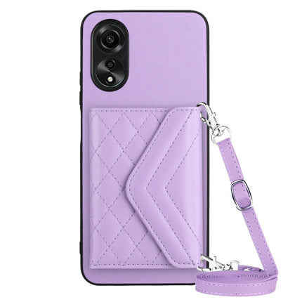 Rhombic Texture Card Bag RFID Phone Case with Long Lanyard, For OPPO A78 4G, For OPPO K11X / OnePlus Nord CE 3 Lite, For OPPO A58 / A58x, For OPPO A17