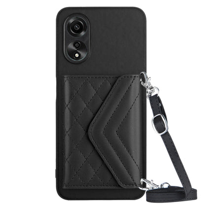 Rhombic Texture Card Bag RFID Phone Case with Long Lanyard, For OPPO A78 4G, For OPPO K11X / OnePlus Nord CE 3 Lite, For OPPO A58 / A58x, For OPPO A17