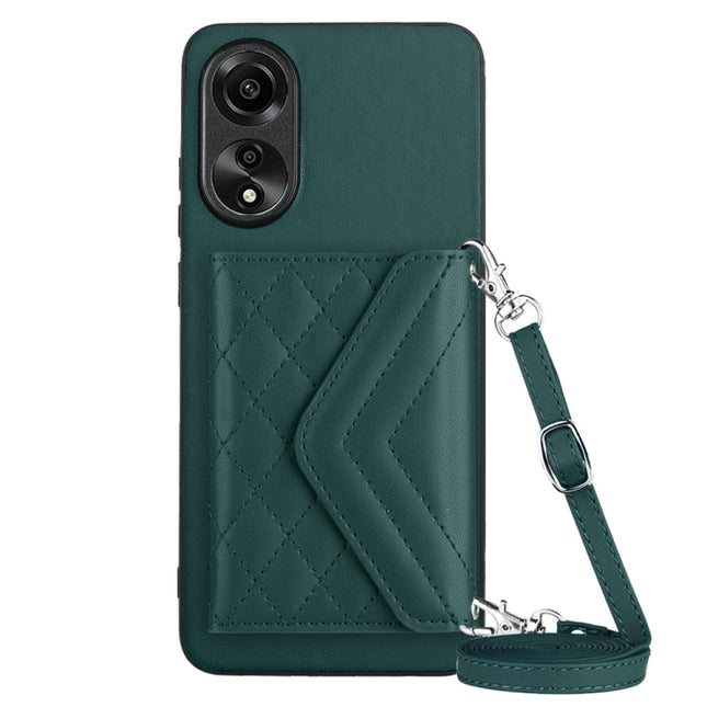 Rhombic Texture Card Bag RFID Phone Case with Long Lanyard, For OPPO A78 4G, For OPPO K11X / OnePlus Nord CE 3 Lite, For OPPO A58 / A58x, For OPPO A17