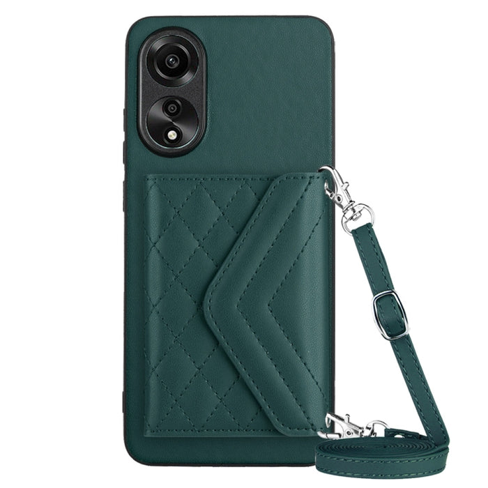 Rhombic Texture Card Bag RFID Phone Case with Long Lanyard, For OPPO A78 4G, For OPPO K11X / OnePlus Nord CE 3 Lite, For OPPO A58 / A58x, For OPPO A17