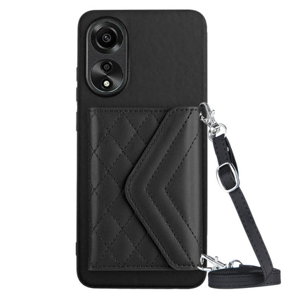 Rhombic Texture Card Bag RFID Phone Case with Long Lanyard, For OPPO A78 4G, For OPPO K11X / OnePlus Nord CE 3 Lite, For OPPO A58 / A58x, For OPPO A17