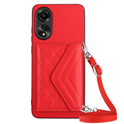 Rhombic Texture Card Bag RFID Phone Case with Long Lanyard, For OPPO A78 4G, For OPPO K11X / OnePlus Nord CE 3 Lite, For OPPO A58 / A58x, For OPPO A17