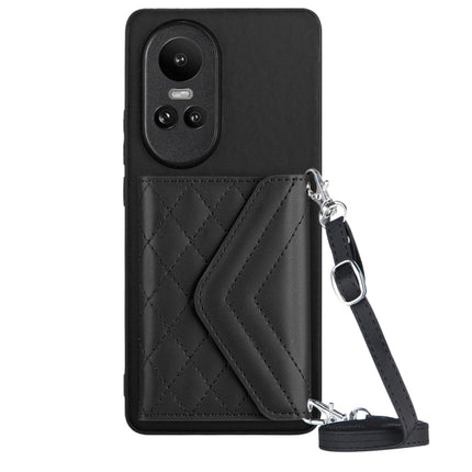 Rhombic Texture Card Bag RFID Phone Case with Long Lanyard, For OPPO Reno11 Pro Global, For OPPO A38 4G / A18 4G, For OPPO A58 4G, For OPPO Reno10 5G