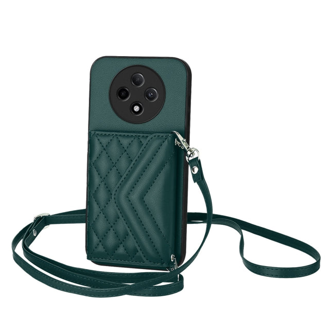 Rhombic Texture Card Bag RFID Phone Case with Long Lanyard, For OPPO A3 Pro 5G, For OPPO Reno11 F Thai Version, For OPPO F25 Pro 5G India, For OPPO Reno11 Global