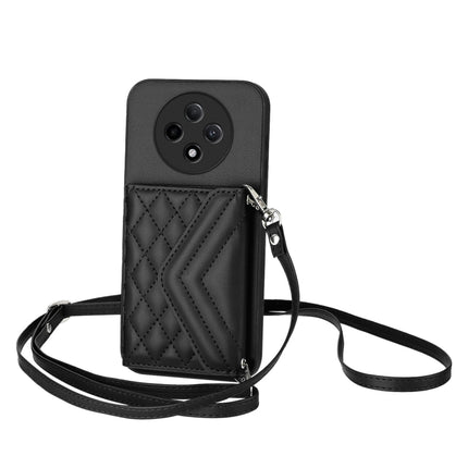 Rhombic Texture Card Bag RFID Phone Case with Long Lanyard, For OPPO A3 Pro 5G, For OPPO Reno11 F Thai Version, For OPPO F25 Pro 5G India, For OPPO Reno11 Global
