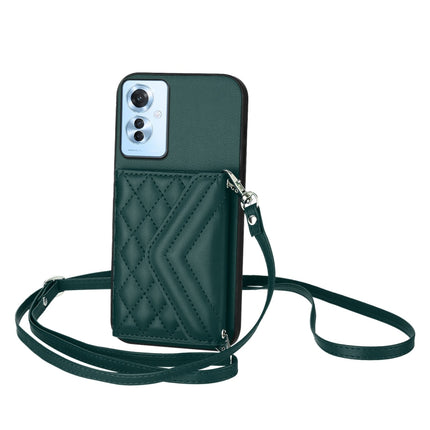 Rhombic Texture Card Bag RFID Phone Case with Long Lanyard, For OPPO A3 Pro 5G, For OPPO Reno11 F Thai Version, For OPPO F25 Pro 5G India, For OPPO Reno11 Global