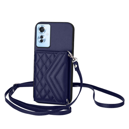 Rhombic Texture Card Bag RFID Phone Case with Long Lanyard, For OPPO A3 Pro 5G, For OPPO Reno11 F Thai Version, For OPPO F25 Pro 5G India, For OPPO Reno11 Global