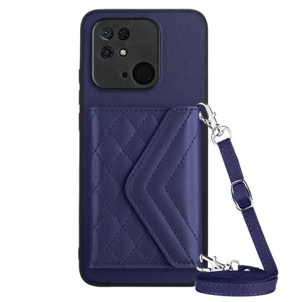 Rhombic Texture Card Bag RFID Phone Case with Long Lanyard, For Xiaomi Redmi Note 12 Pro Speed, For Xiaomi Redmi 10C