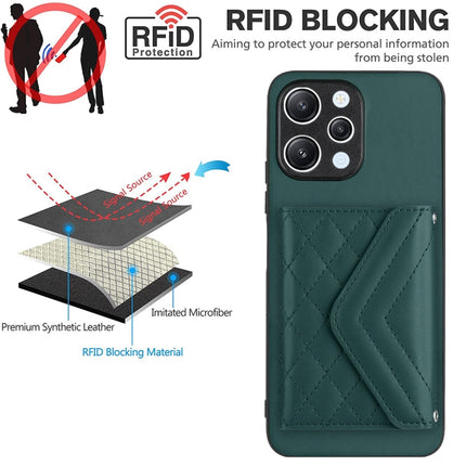 Rhombic Texture Card Bag RFID Phone Case with Long Lanyard, For Xiaomi Redmi 12 4G, For Xiaomi Redmi Note 12S 4G, For Xiaomi Redmi Note 12 Turbo, For Xiaomi Redmi Note 12 Pro+ 5G