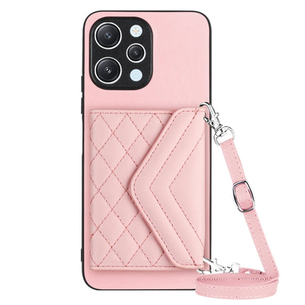 Rhombic Texture Card Bag RFID Phone Case with Long Lanyard, For Xiaomi Redmi 12 4G, For Xiaomi Redmi Note 12S 4G, For Xiaomi Redmi Note 12 Turbo, For Xiaomi Redmi Note 12 Pro+ 5G