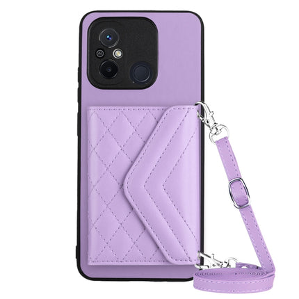 Rhombic Texture Card Bag RFID Phone Case with Long Lanyard, For Xiaomi Redmi Note 12 Pro 5G, For Xiaomi Redmi Note 12 5G, For Xiaomi Redmi 12C / 11A, For Xiaomi Redmi K60 / K60 Pro