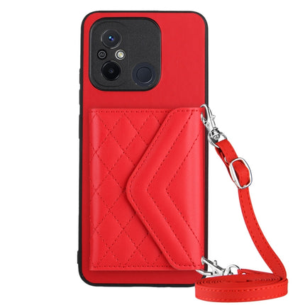 Rhombic Texture Card Bag RFID Phone Case with Long Lanyard, For Xiaomi Redmi Note 12 Pro 5G, For Xiaomi Redmi Note 12 5G, For Xiaomi Redmi 12C / 11A, For Xiaomi Redmi K60 / K60 Pro