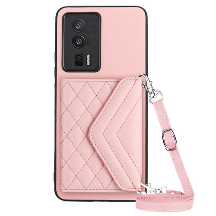 Rhombic Texture Card Bag RFID Phone Case with Long Lanyard, For Xiaomi Redmi Note 12 Pro 5G, For Xiaomi Redmi Note 12 5G, For Xiaomi Redmi 12C / 11A, For Xiaomi Redmi K60 / K60 Pro