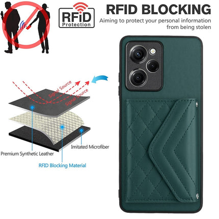 Rhombic Texture Card Bag RFID Phone Case with Long Lanyard, For Xiaomi Redmi Note 12 Pro Speed, For Xiaomi Redmi 10C