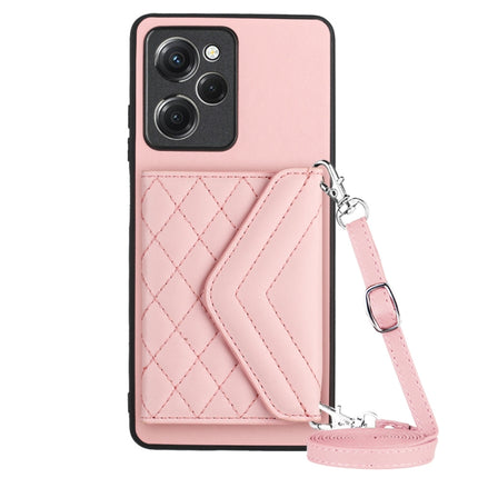 Rhombic Texture Card Bag RFID Phone Case with Long Lanyard, For Xiaomi Redmi Note 12 Pro Speed, For Xiaomi Redmi 10C