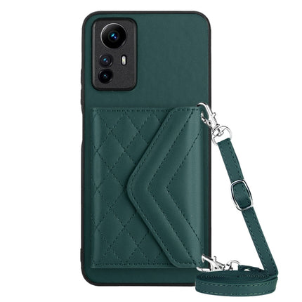 Rhombic Texture Card Bag RFID Phone Case with Long Lanyard, For Xiaomi Redmi 12 4G, For Xiaomi Redmi Note 12S 4G, For Xiaomi Redmi Note 12 Turbo, For Xiaomi Redmi Note 12 Pro+ 5G