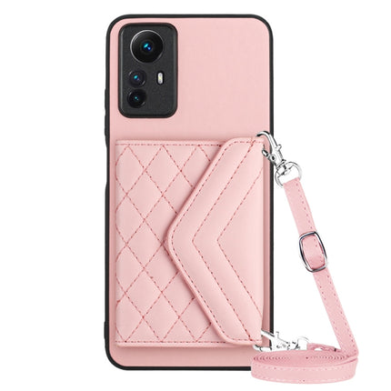 Rhombic Texture Card Bag RFID Phone Case with Long Lanyard, For Xiaomi Redmi 12 4G, For Xiaomi Redmi Note 12S 4G, For Xiaomi Redmi Note 12 Turbo, For Xiaomi Redmi Note 12 Pro+ 5G