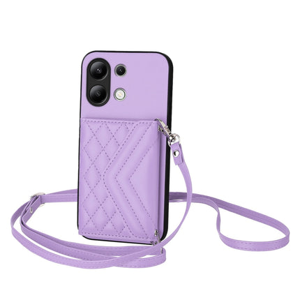 Rhombic Texture Card Bag RFID Phone Case with Long Lanyard, For Redmi Note 13R Pro / 13 4G, For Redmi Turbo 3, For Redmi Note 13 4G Global, For Redmi 13C 4G Global
