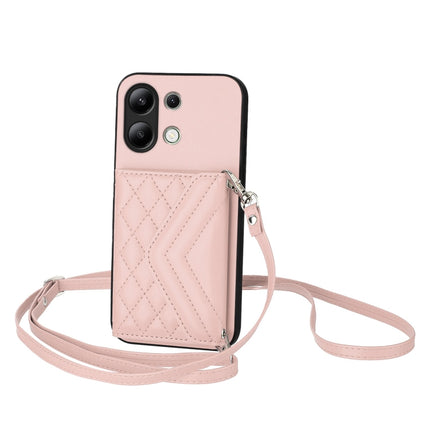 Rhombic Texture Card Bag RFID Phone Case with Long Lanyard, For Redmi Note 13R Pro / 13 4G, For Redmi Turbo 3, For Redmi Note 13 4G Global, For Redmi 13C 4G Global
