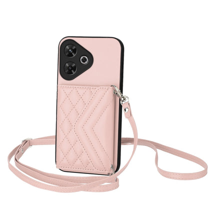Rhombic Texture Card Bag RFID Phone Case with Long Lanyard, For Redmi Note 13R Pro / 13 4G, For Redmi Turbo 3, For Redmi Note 13 4G Global, For Redmi 13C 4G Global