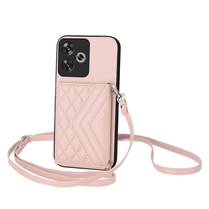 Rhombic Texture Card Bag RFID Phone Case with Long Lanyard, For Redmi Note 13R Pro / 13 4G, For Redmi Turbo 3, For Redmi Note 13 4G Global, For Redmi 13C 4G Global
