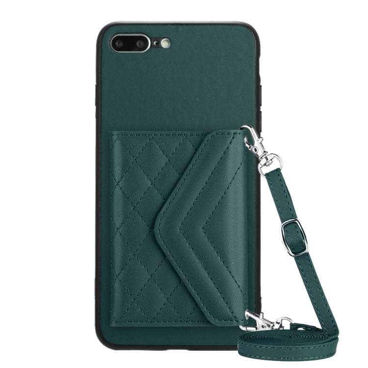 Rhombic Texture Card Bag RFID Phone Case with Long Lanyard