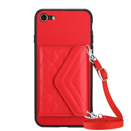Rhombic Texture Card Bag RFID Phone Case with Long Lanyard, For iPhone SE 2022 / SE 2020, For iPhone 13 Pro Max, For iPhone 13 Pro, For iPhone 13