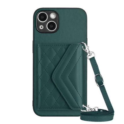 Rhombic Texture Card Bag RFID Phone Case with Long Lanyard, For iPhone SE 2022 / SE 2020, For iPhone 13 Pro Max, For iPhone 13 Pro, For iPhone 13