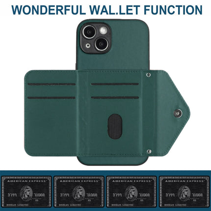 Rhombic Texture Card Bag RFID Phone Case with Long Lanyard, For iPhone 14 Plus, For iPhone 14, For iPhone 14 Pro, For iPhone 14 Pro Max