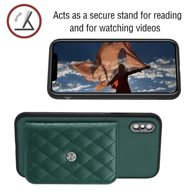 Rhombic Texture Card Bag RFID Phone Case with Long Lanyard
