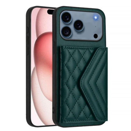 Rhombic Texture Card Bag RFID Phone Case with Long Lanyard, For iPhone 17 Pro Max, For iPhone 17 Pro, For iPhone 17, For iPhone Air