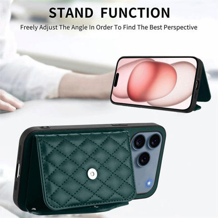 Rhombic Texture Card Bag RFID Phone Case with Long Lanyard, For iPhone 17 Pro Max, For iPhone 17 Pro, For iPhone 17, For iPhone Air