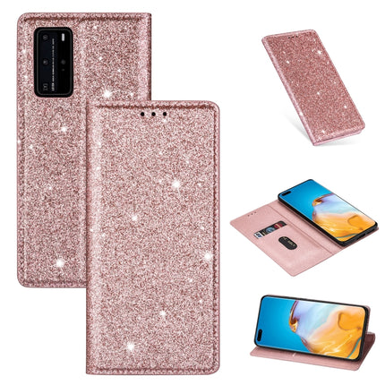 Ultrathin Glitter Magnetic Horizontal Flip Leather Case with Holder & Card Slots, For Huawei P40 Lite, For Huawei P40, For Huawei P40 Pro, For Huawei Mate 20 Pro