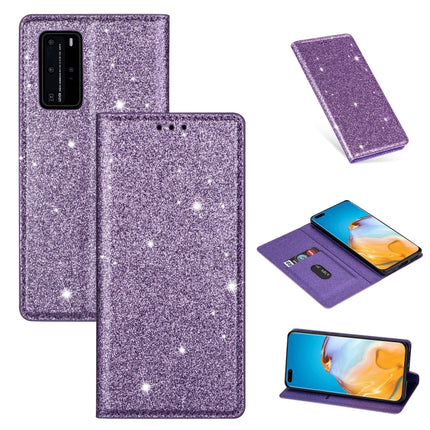 Ultrathin Glitter Magnetic Horizontal Flip Leather Case with Holder & Card Slots, For Huawei P40 Lite, For Huawei P40, For Huawei P40 Pro, For Huawei Mate 20 Pro