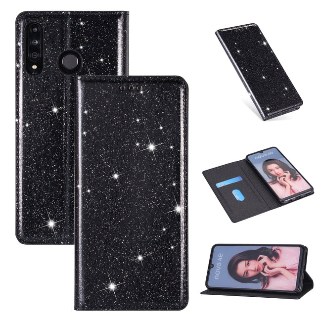 Ultrathin Glitter Magnetic Horizontal Flip Leather Case with Holder & Card Slots, For Huawei P30 Lite, For Huawei Y7 (2019), For Huawei Y6 (2019)
