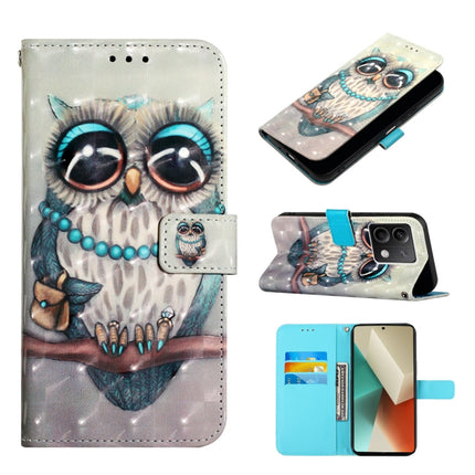 3D Painting Horizontal Flip Leather Phone Case, For Xiaomi Poco X6 Pro, For Xiaomi Redmi Note 13 5G Global, For Xiaomi Redmi 13C