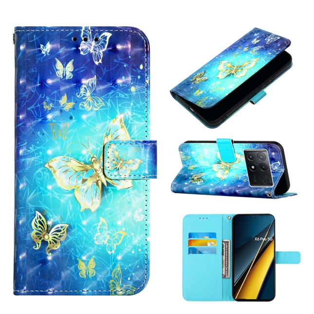 3D Painting Horizontal Flip Leather Phone Case, For Xiaomi Poco X6 Pro, For Xiaomi Redmi Note 13 5G Global, For Xiaomi Redmi 13C