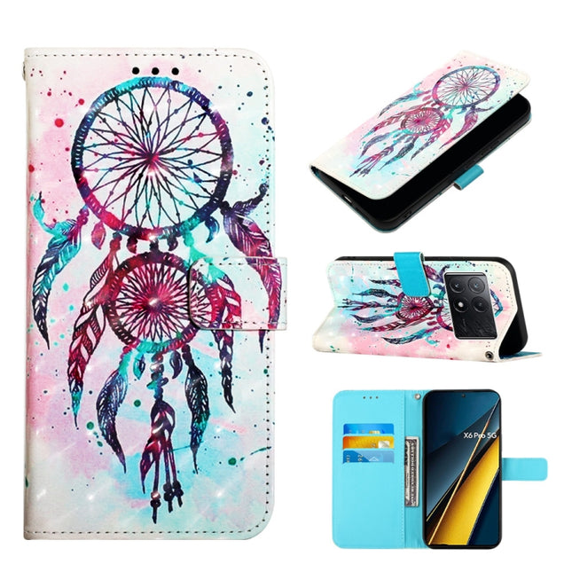 3D Painting Horizontal Flip Leather Phone Case, For Xiaomi Poco X6 Pro, For Xiaomi Redmi Note 13 5G Global, For Xiaomi Redmi 13C