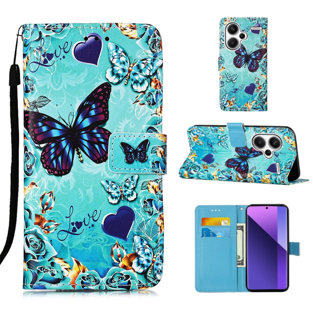 Colored Drawing Pattern Plain Weave Leather Phone Case, For Xiaomi Redmi Note 13 Pro+ 5G, For Xiaomi Redmi Note 13 Pro 5G Global