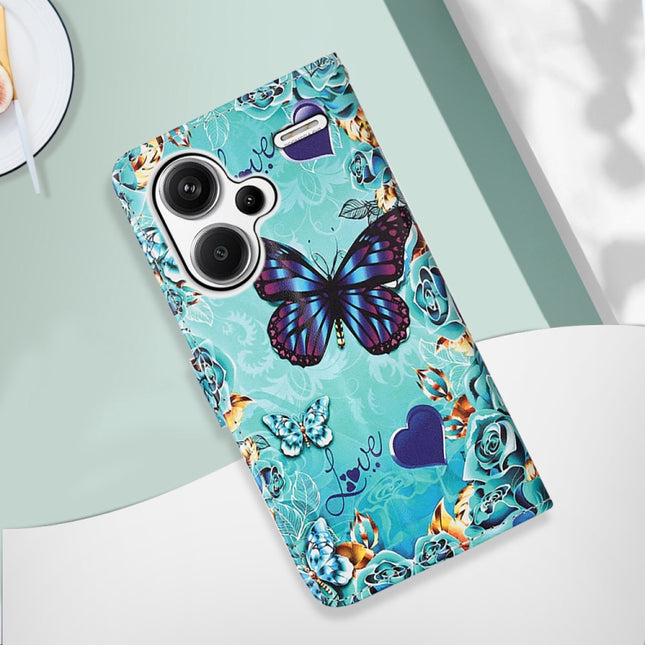 Colored Drawing Pattern Plain Weave Leather Phone Case, For Xiaomi Redmi Note 13 Pro+ 5G, For Xiaomi Redmi Note 13 Pro 5G Global