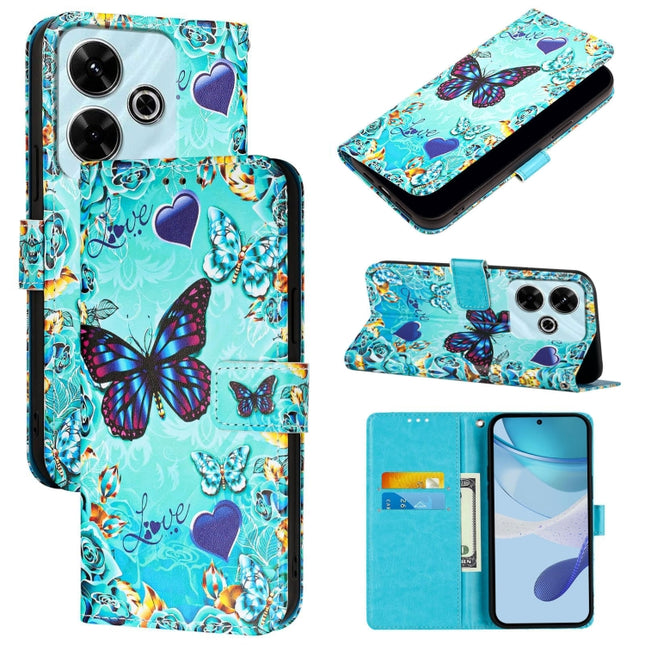 Colored Drawing Pattern Plain Weave Leather Phone Case, For Xiaomi Redmi 13 4G, For Xiaomi Poco M6 Pro 4G, For Xiaomi Redmi A3