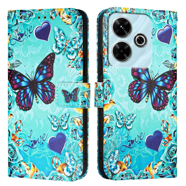 Colored Drawing Pattern Plain Weave Leather Phone Case, For Xiaomi Redmi 13 4G, For Xiaomi Poco M6 Pro 4G, For Xiaomi Redmi A3