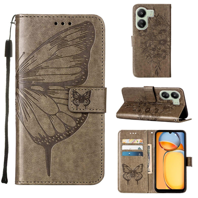Embossed Butterfly Leather Phone Case, For Xiaomi Redmi 13C, For Xiaomi Redmi Note 13 Pro+ 5G, For Xiaomi Redmi Note 13 Pro 5G Global