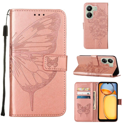 Embossed Butterfly Leather Phone Case, For Xiaomi Redmi 13C, For Xiaomi Redmi Note 13 Pro+ 5G, For Xiaomi Redmi Note 13 Pro 5G Global